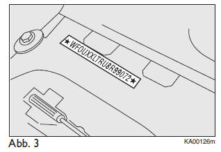 Ford Ka. KENNZEICHNUNG DES FAHRGESTELLS Abb. 3