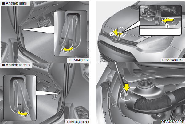 Öffnen der Motorhaube 