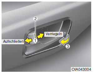 Bedienung der Türschlösser innerhalb des Fahrzeuges 