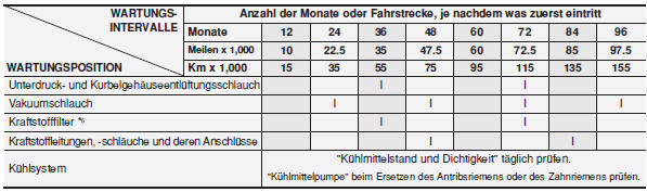 STANDARD-WARTUNGSPLAN - BENZINMOTOR (FORTSETZUNG)