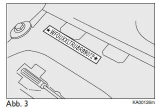 Ford Ka. KENNZEICHNUNG DES FAHRGESTELLS Abb. 3